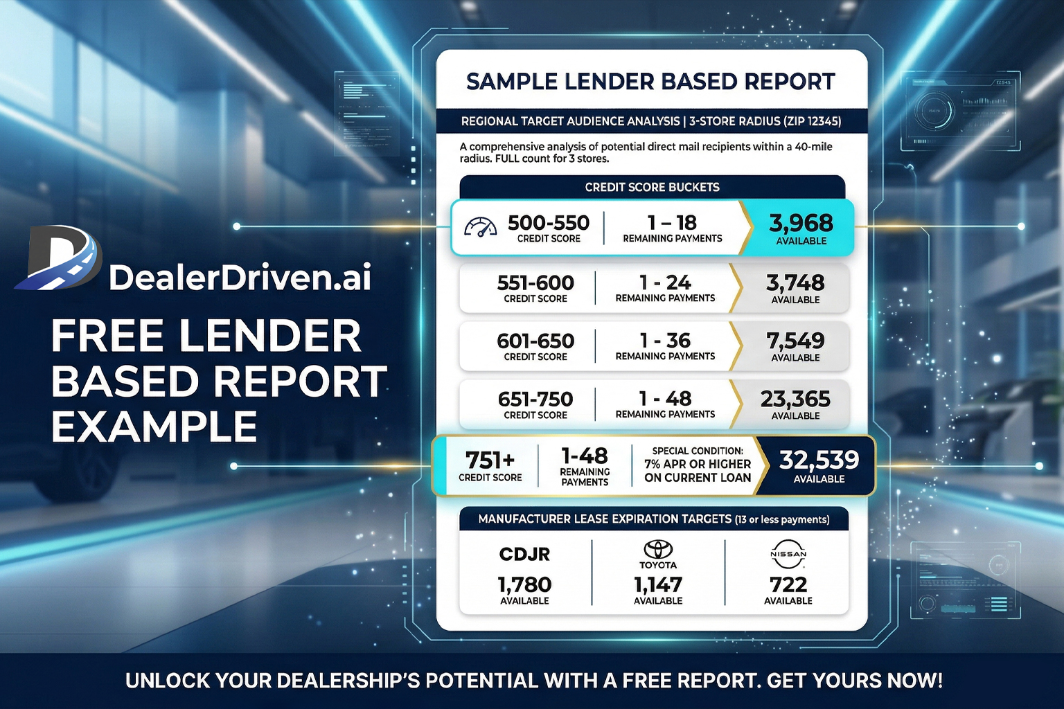 Dealership FREE Lender Based Customer Report