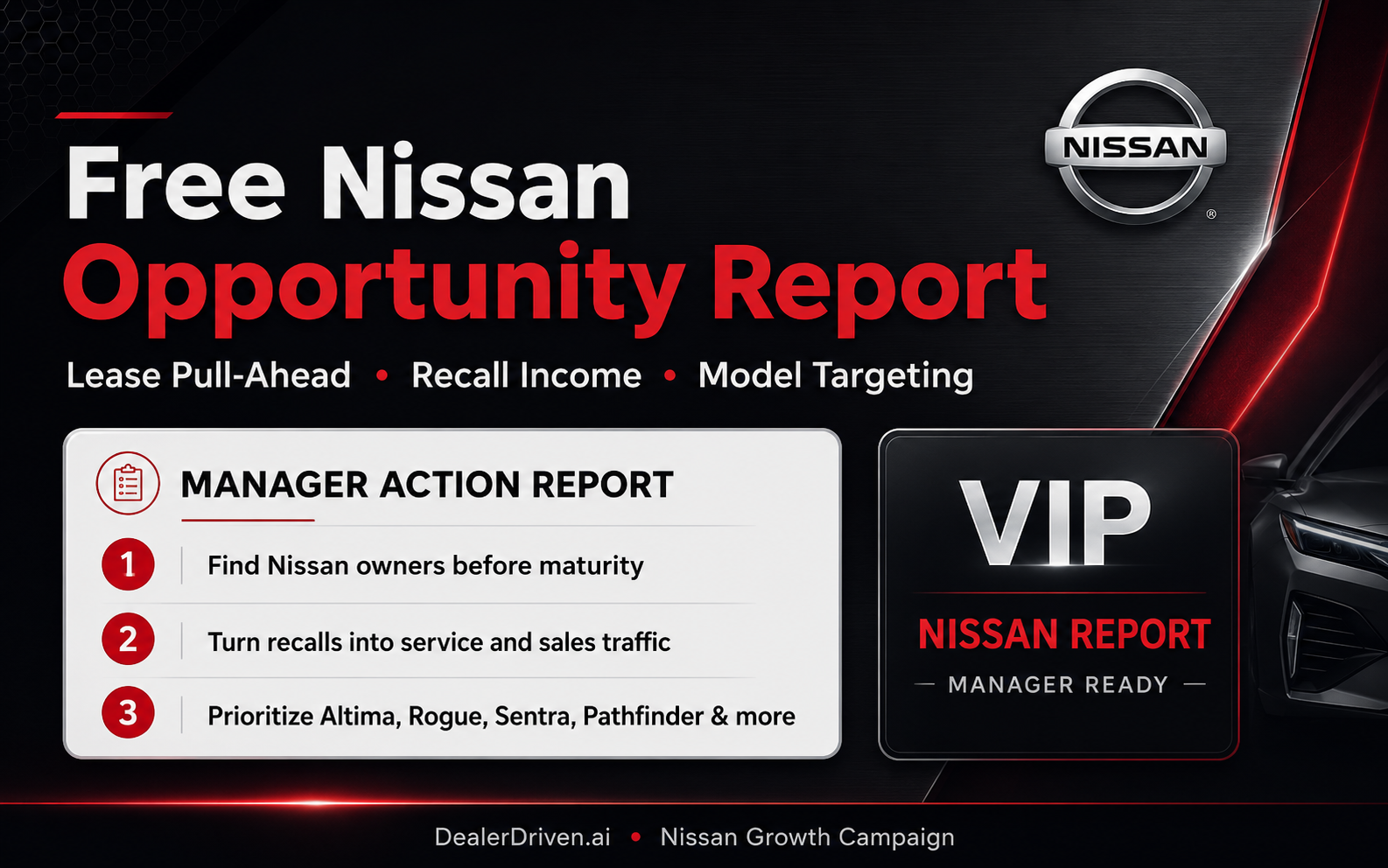Nissan Lease Pull-Ahead and Recall Income report graphic