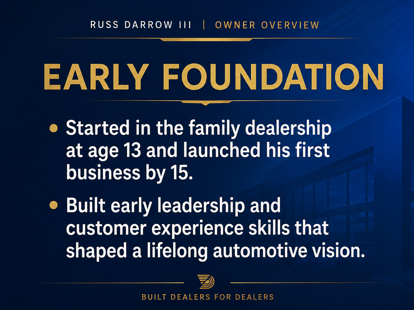 Early Foundation graphic for Russ Darrow III